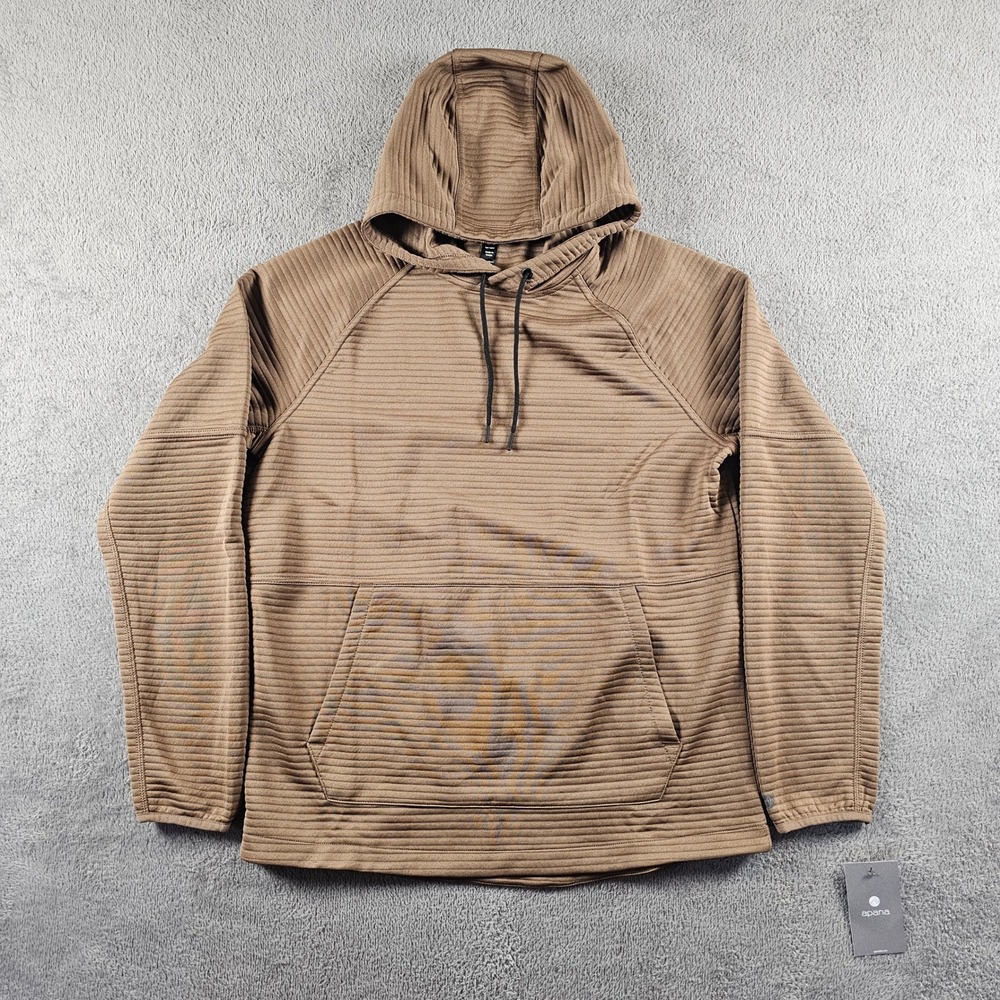 Apana Mens Cub Brown Textured Ribbed‎ Ottoman Hoodie Pullover Medium NEW
